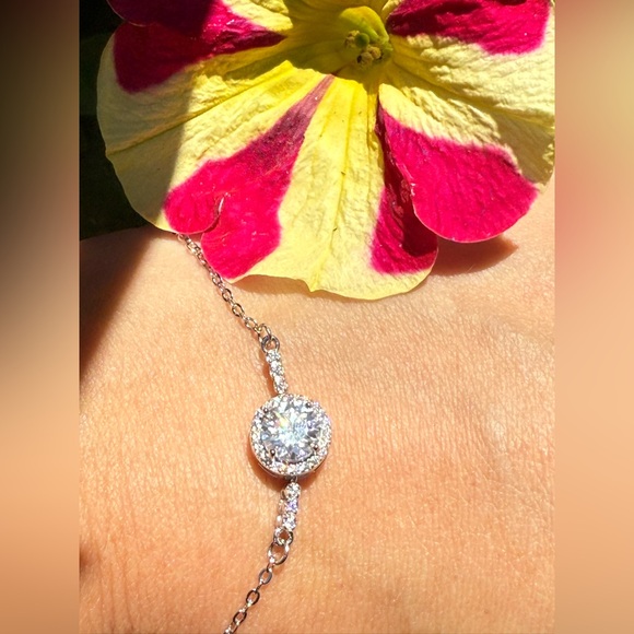 Moissanite Bracelet 1 CT Center Stone 925 Sterling Silver Platinum Plated Chain - Picture 10 of 14